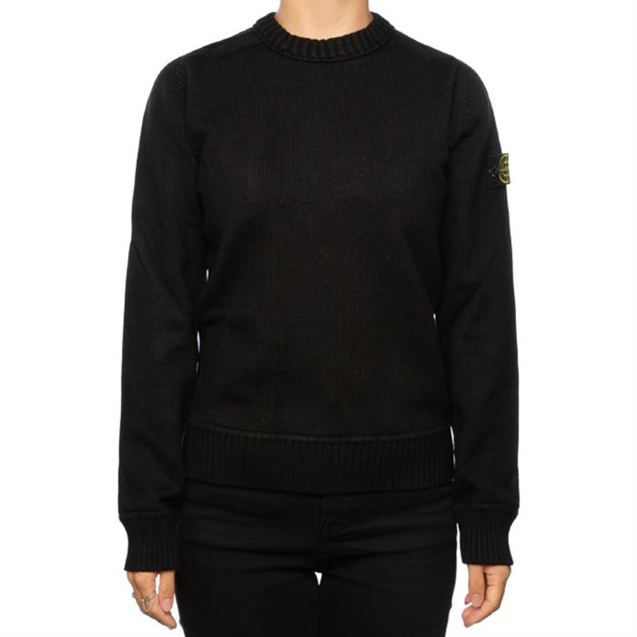 STONE ISLAND Womens Round Neck Knit Sweater with Logo Patch