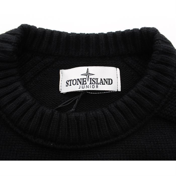 STONE ISLAND Womens Round Neck Knit Sweater with Logo Patch