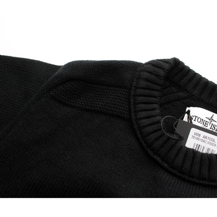 STONE ISLAND Womens Round Neck Knit Sweater with Logo Patch