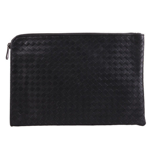 Bottega Veneta Intrecciato Leather Round Clutch Bag Navy/Black