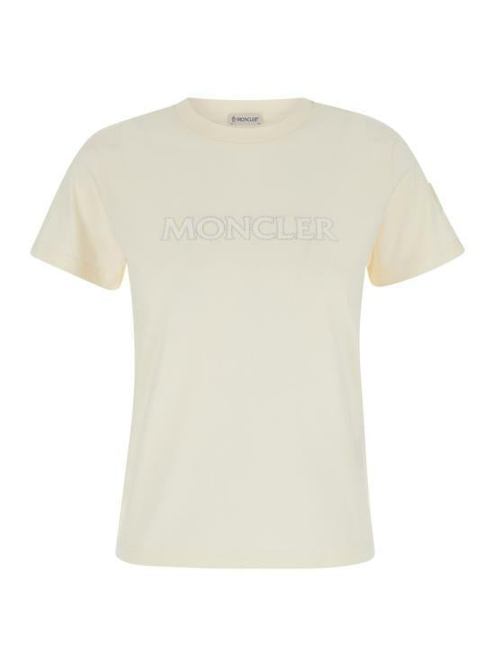 Moncler Glitter Logo Short Sleeve T-Shirt White Women’s