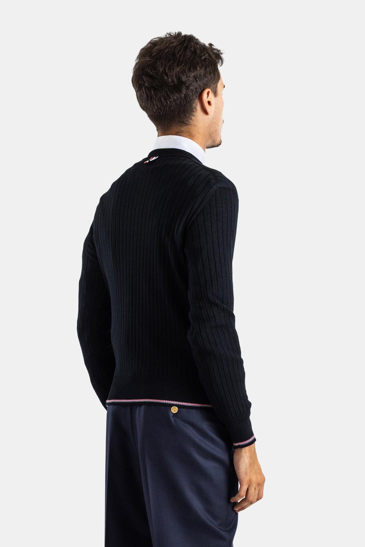 THOM BROWNE Wool Round Neck Knit Sweater Men’s Navy