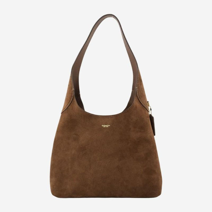 Coach Brooklyn 28 Gold Logo Dark Chocolate Shoulder Bag