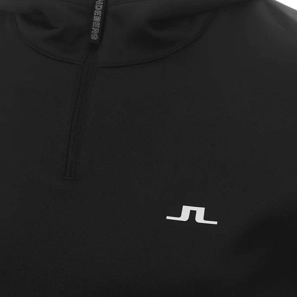 J LINDEBERG Aerial Hooded Quarter-Zip Hoodie Black Men’s