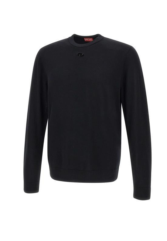 DIESEL Black Wool Cutout Logo Crewneck Sweater A174420DCCH9XX DOM