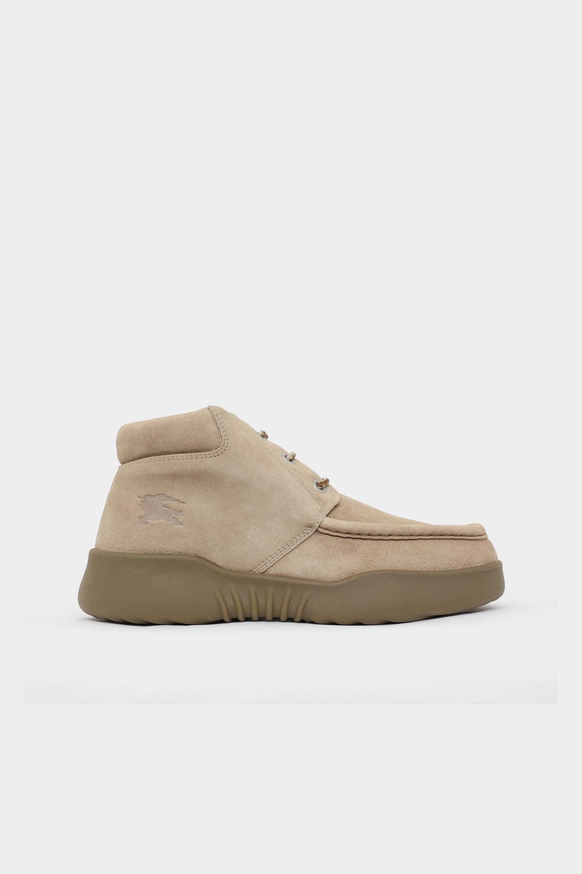 BURBERRY Suede Lace-Up Combat Boots with Knight Logo Men’s