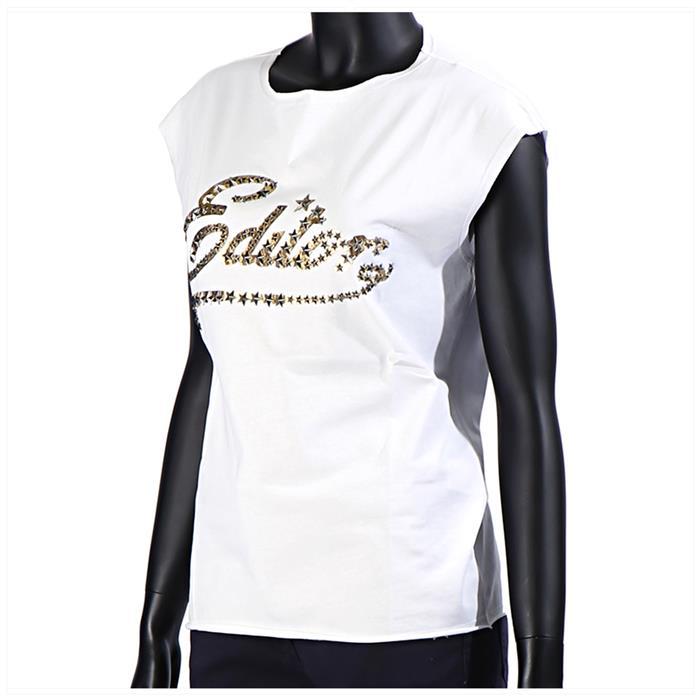 The Editor Gold Stud Logo Sleeveless T-Shirt for Women