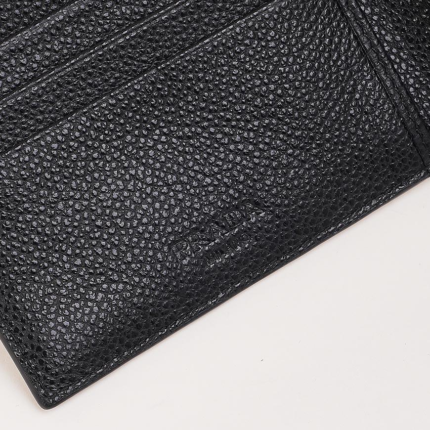 PRADA Vitello Leather Triangular Logo Men’s Bifold Wallet