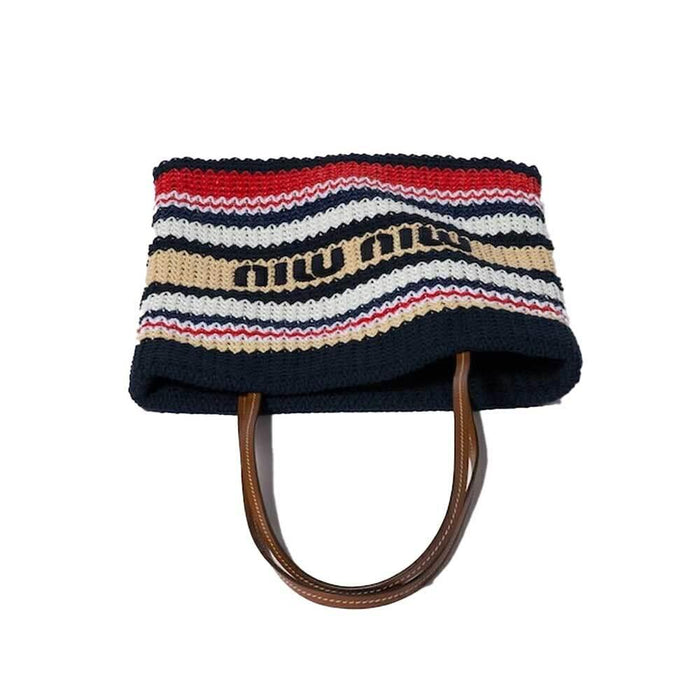 Miu Miu Raffia-Effect Woven Tote Bag