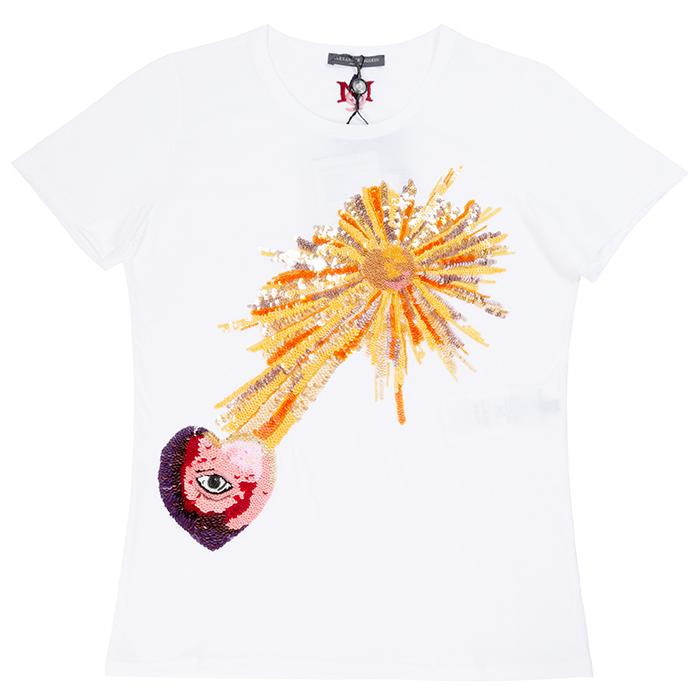 Alexander Mcqueen Sequin Floral Print Short Sleeve T-Shirt Women’s Black
