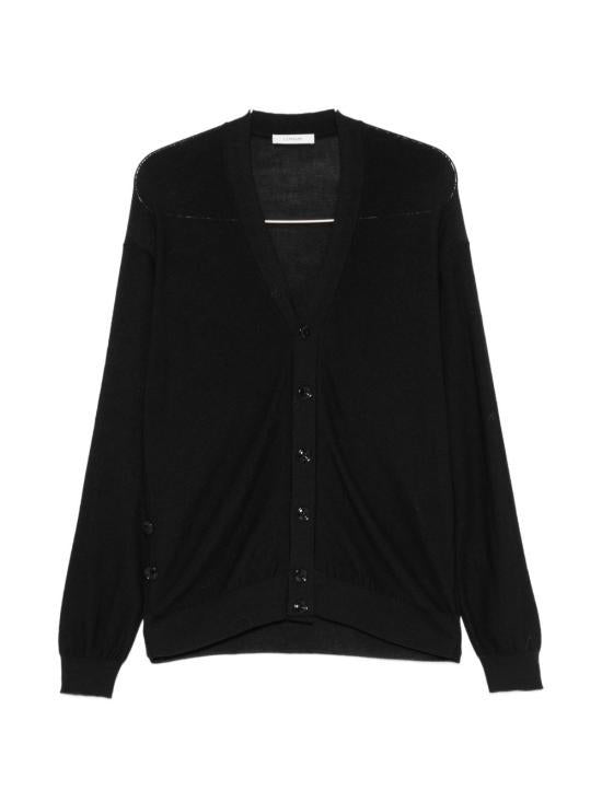 Lemaire Wool Knit Cardigan PO0052 LK1063 999 BLACK DOM
