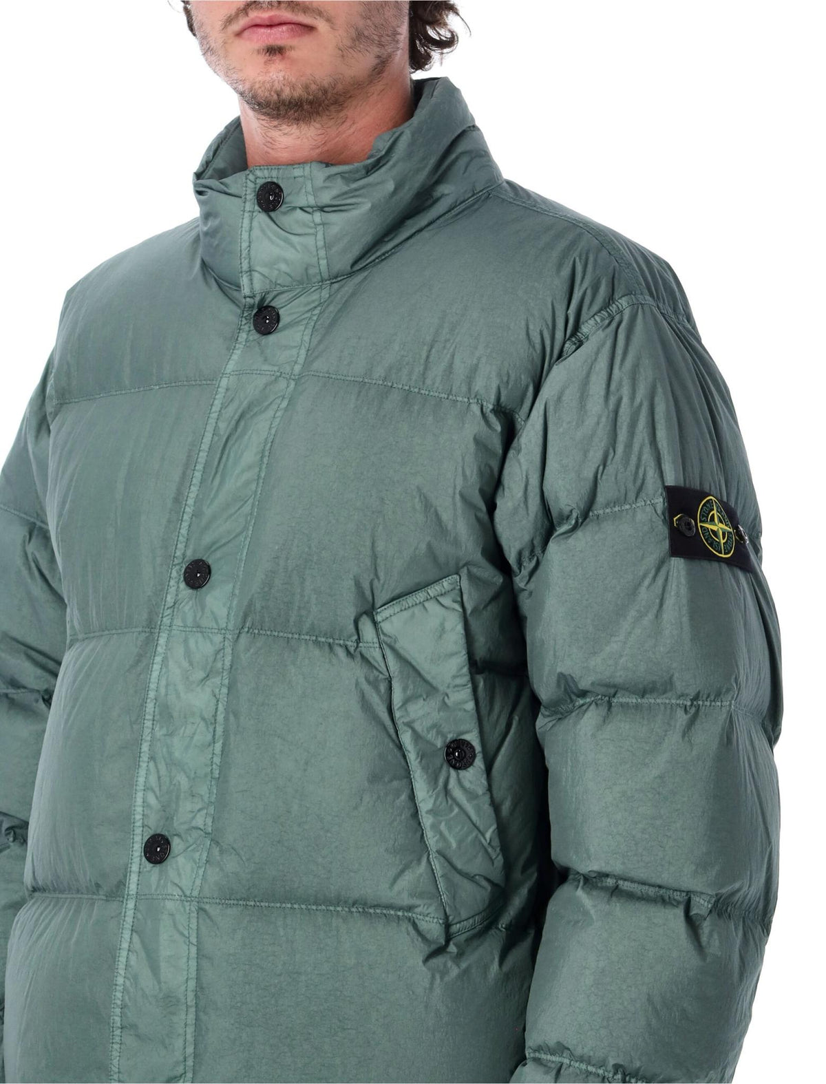 STONE ISLAND Black Down Puffer Jacket for Men