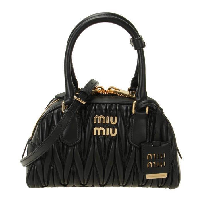 Miu Miu Arcadie Matelassé Nappa Leather Tote Bag Black