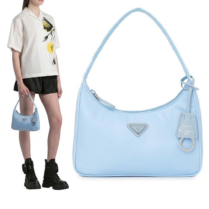 PRADA Re-Nylon Hobo Bag Sky Blue Shoulder Bag