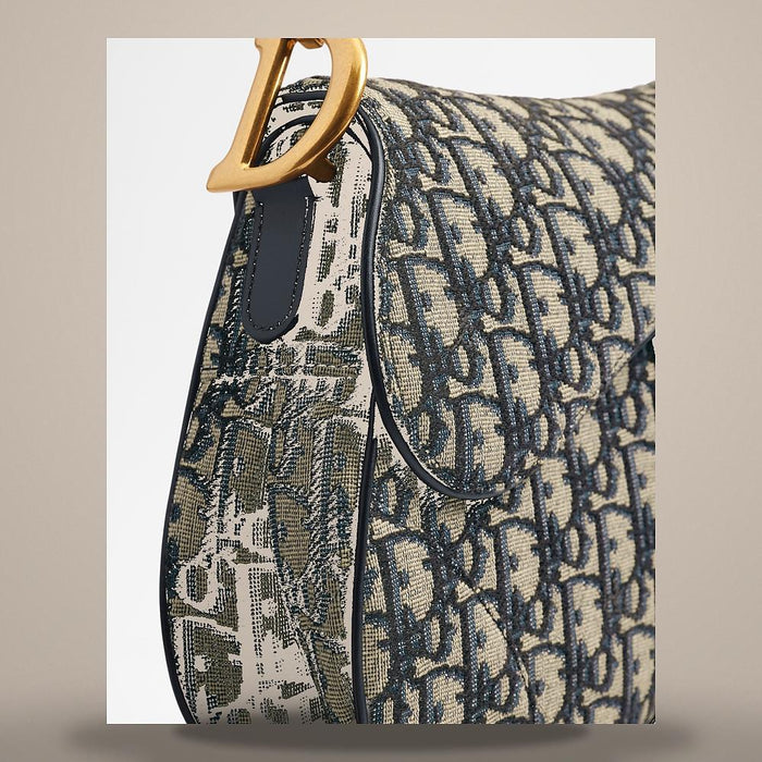 DIOR Saddle Strap Bag Blue Dior Oblique Jacquard Crossbody Bag