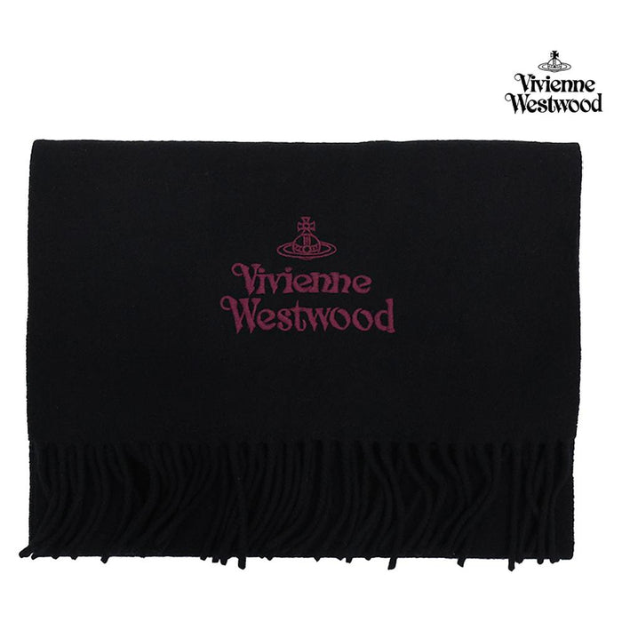Vivienne Westwood Unisex Logo Wool Scarf Black