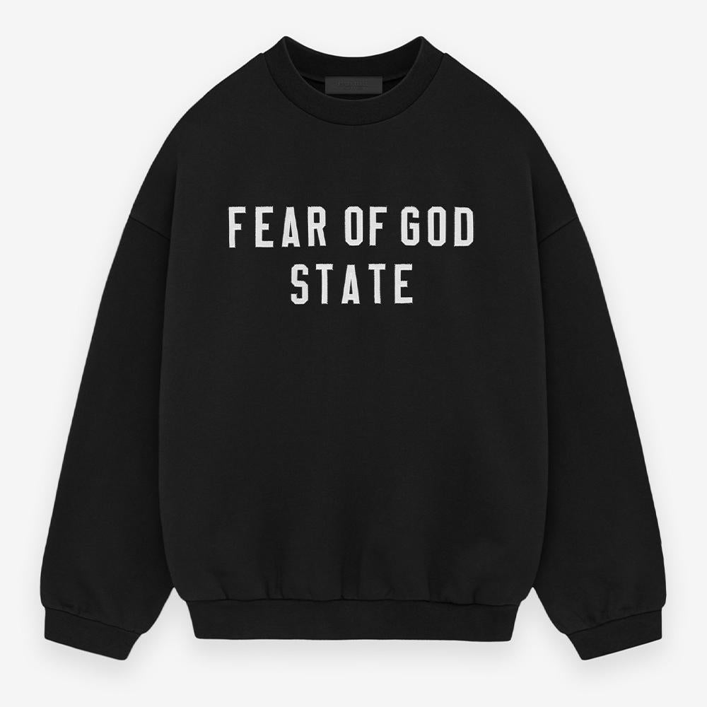 Fear of God Essentials Heavy Fleece Logo Embroidered Crewneck Sweatshirt Black
