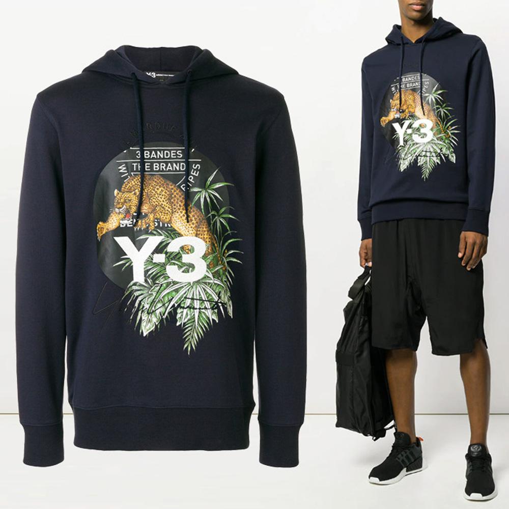 Y-3 Dark Navy Jaguar Print Hooded T-Shirt