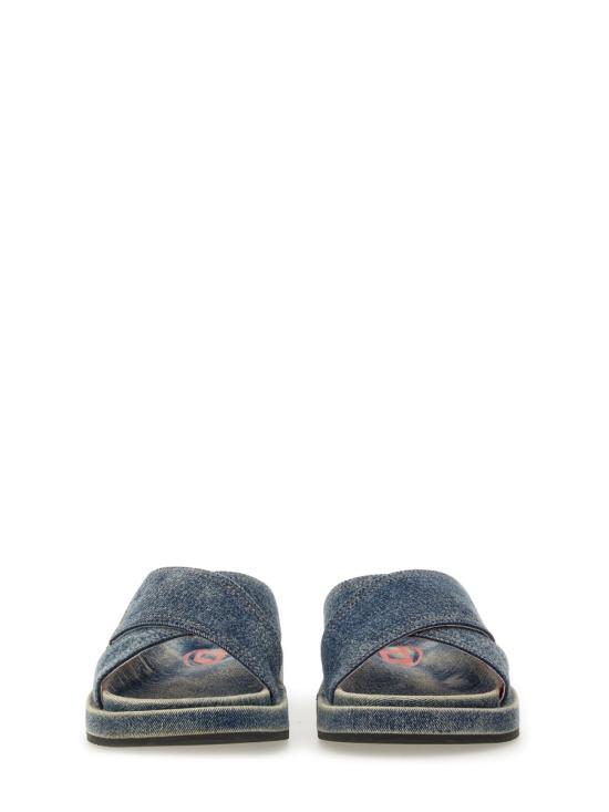 DIESEL Blue Mule Slide Sandals Y03612P0320HA711 BLUE DOM