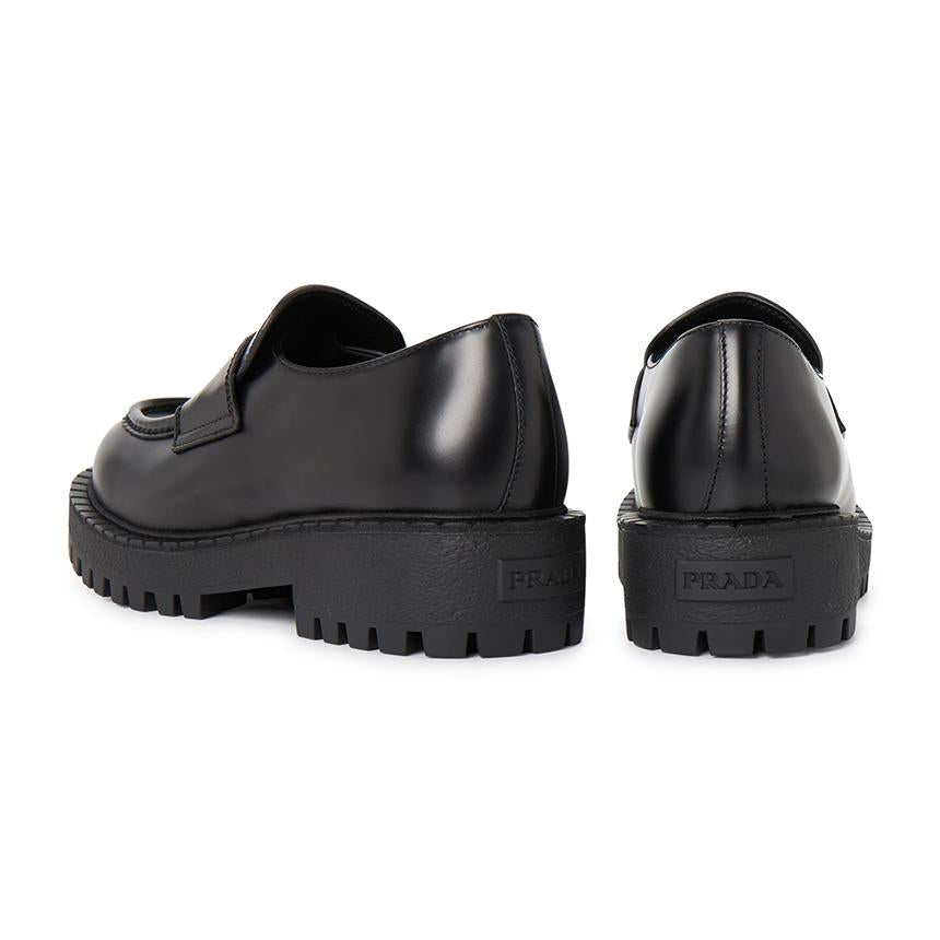 PRADA Black Leather Men's Loafers