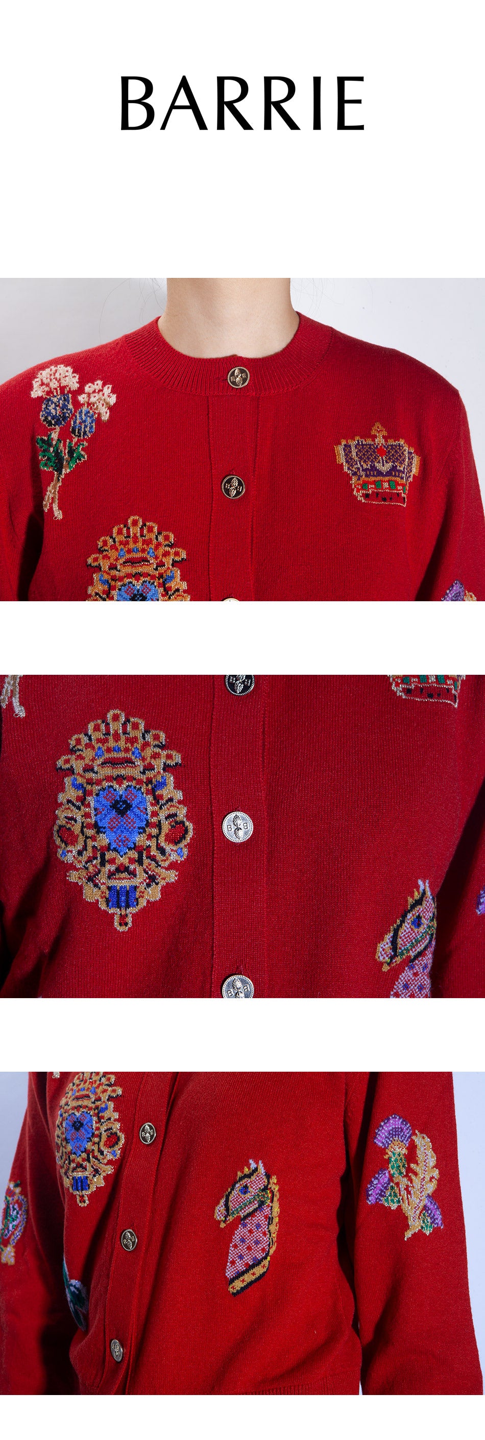 BARRIE Women's Scottish Symbol Cashmere Cardigan C197243