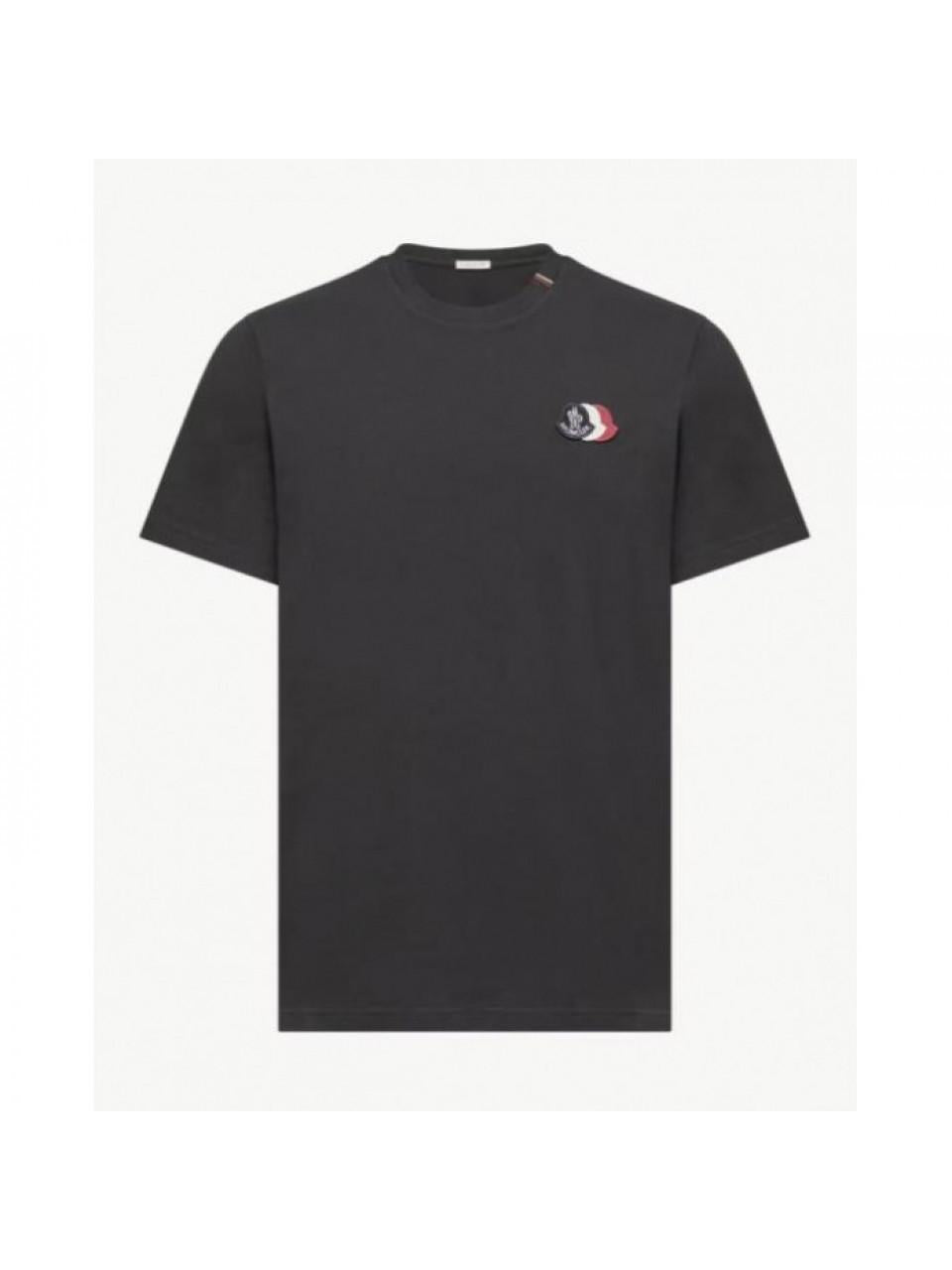 Moncler Men's Tri-Color Embroidered Logo Cotton T-Shirt
