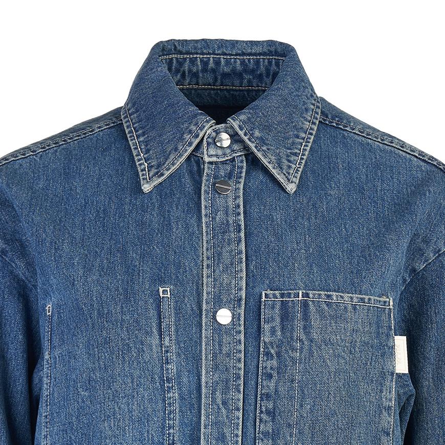 WOOYOUNGMI Blue Denim Back Logo Long Sleeve Shirt M243SH17 983L