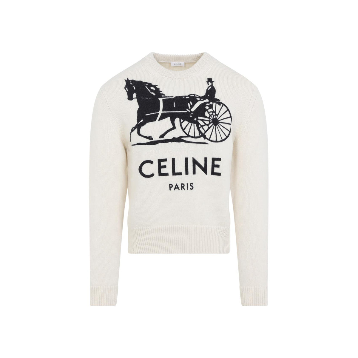 CELINE Wool Round Neck Knit Sweater for Men