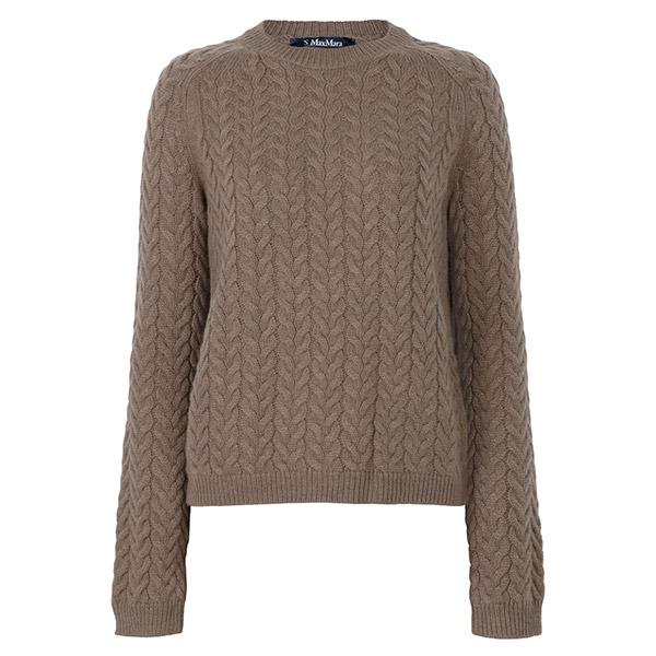 Max Mara Sand Eliane Wool Cashmere Crewneck Sweater