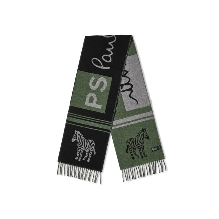 Paul Smith Women's Black Zebra Logo Wool Scarf M2A 150T M749 79