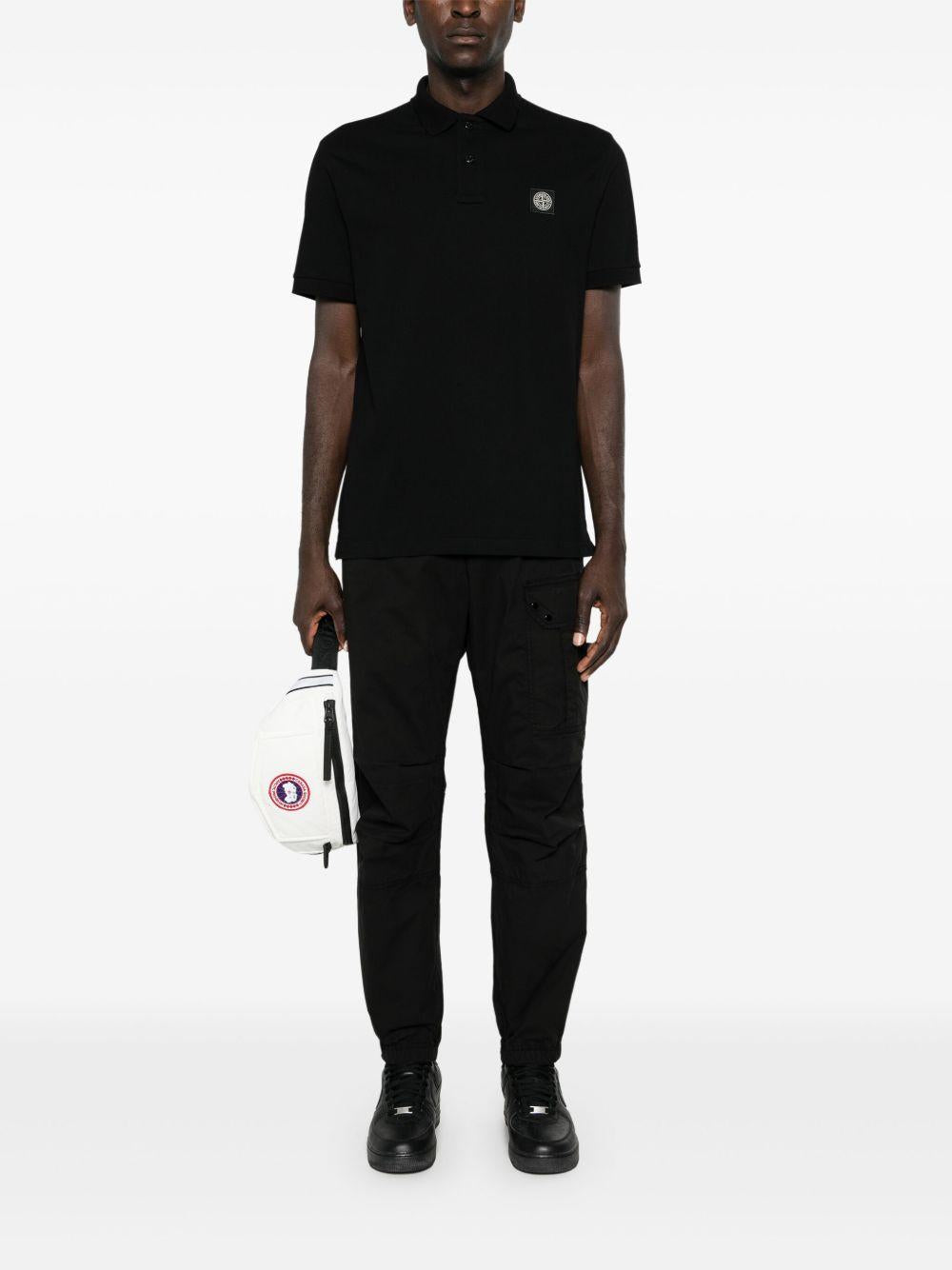 STONE ISLAND Cotton Pique Polo Shirt Black Men’s