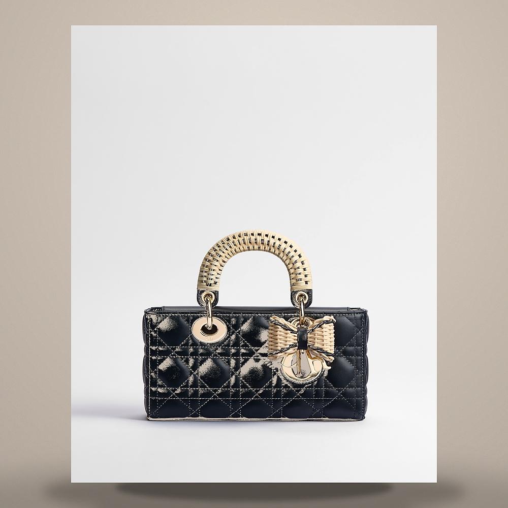 DIOR Lady D-Joy Small Shoulder Bag Black Cannage Lambskin Woven R M0613ODKG M45I