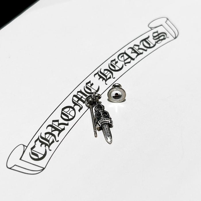 Chrome Hearts Silver CH Dagger Earring Unisex Jewelry