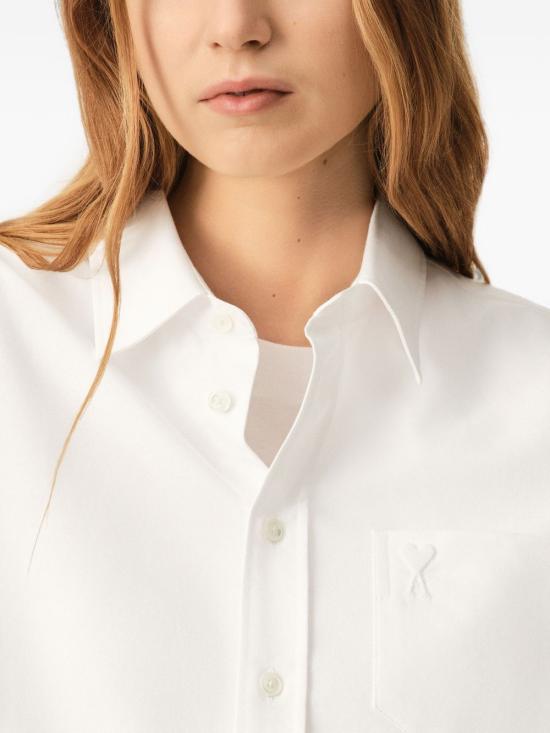 AMI Natural White Cotton Shirt for Women