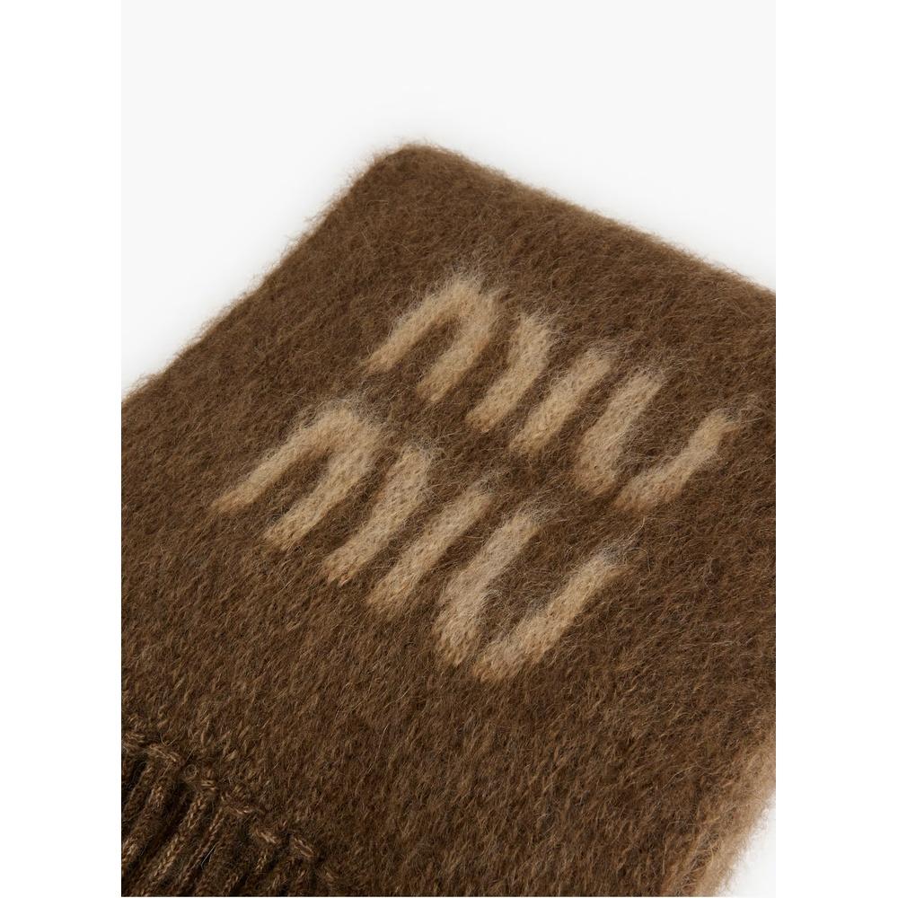 Miu Miu Logo Wool Scarf Black