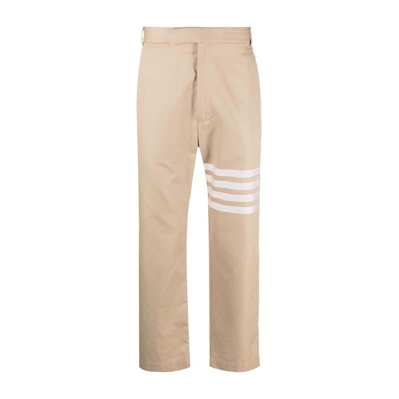 THOM BROWNE 4-Bar Straight Pants Beige Classic Trousers Men