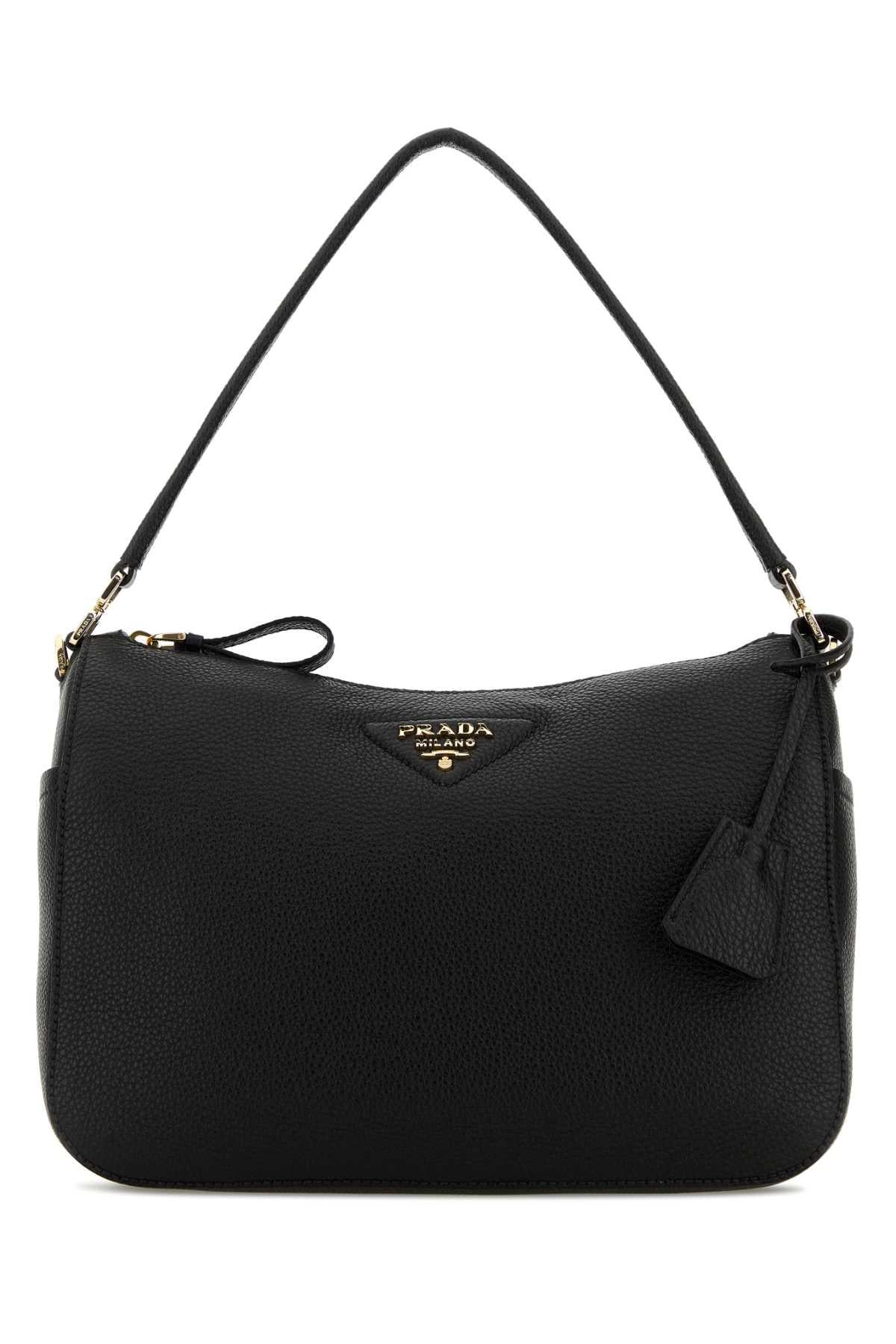 PRADA Black Vachetta Leather Shoulder Bag