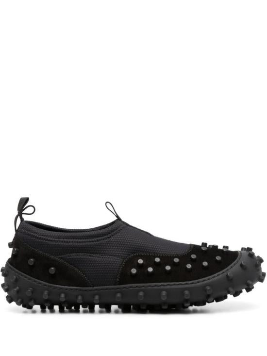 SUNNEI Black Nylon Leather Low-Top Sneakers MSHOXFLS031 NYL024001
