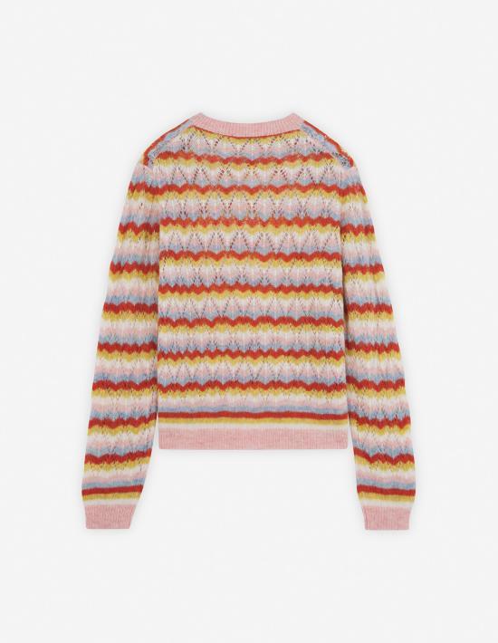 Maison Kitsune Pasture Rose Wild Strawberry Crewneck Knit Sweater