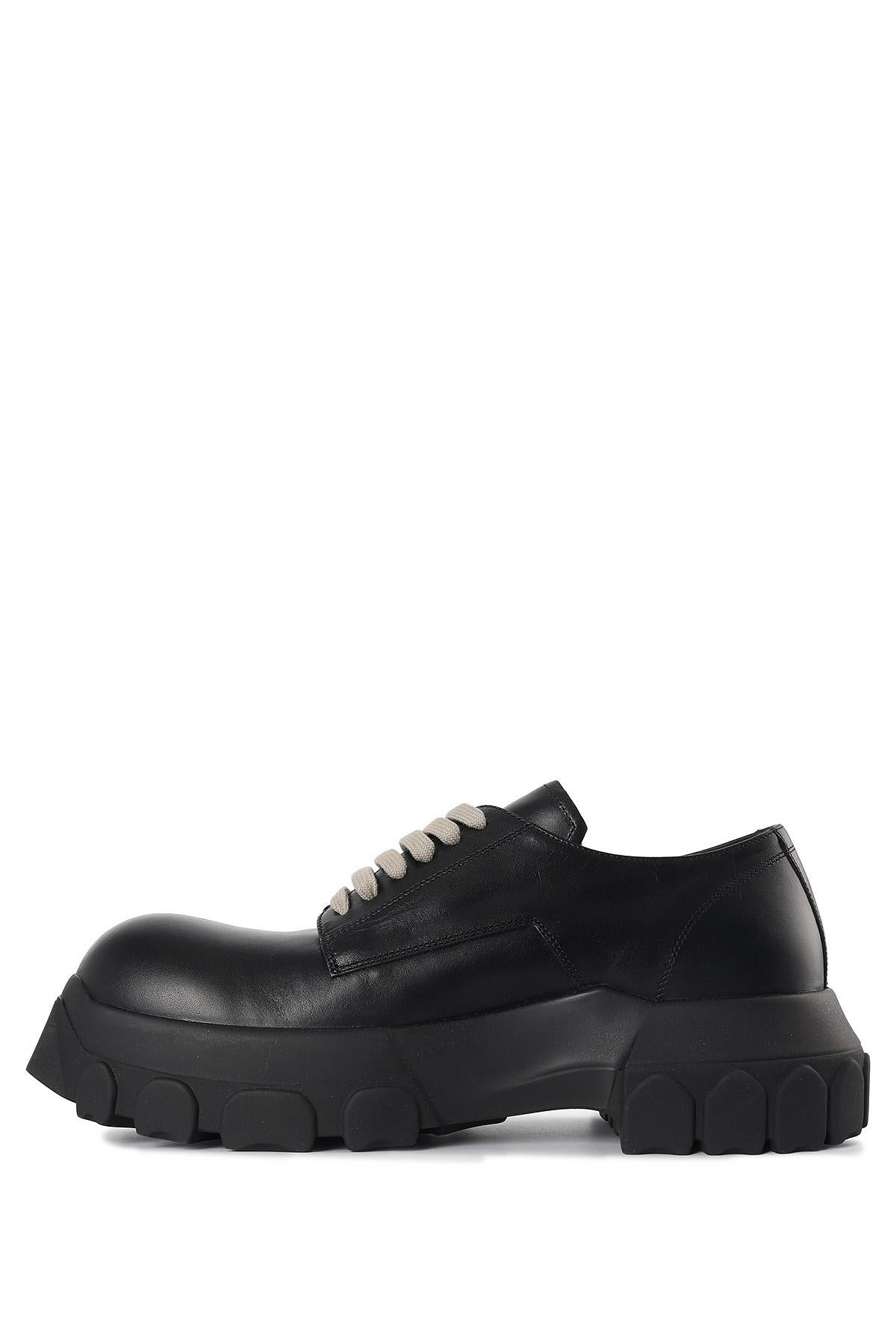 Rick Owens Black Bozo Tractor Lace-Up Derby Shoes RU02D6884 LRI 99