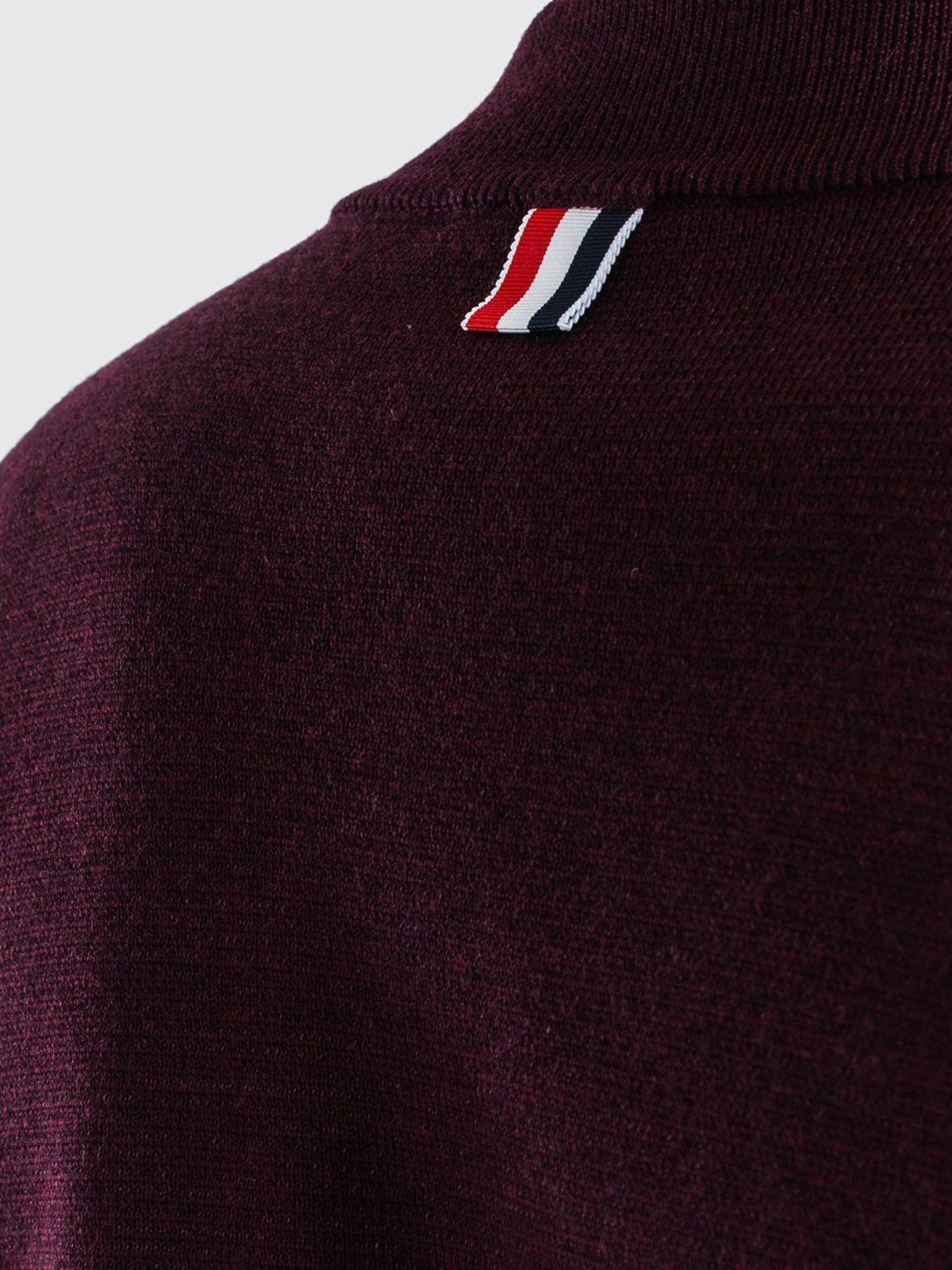THOM BROWNE Red Wool Zip-Up Cardigan
