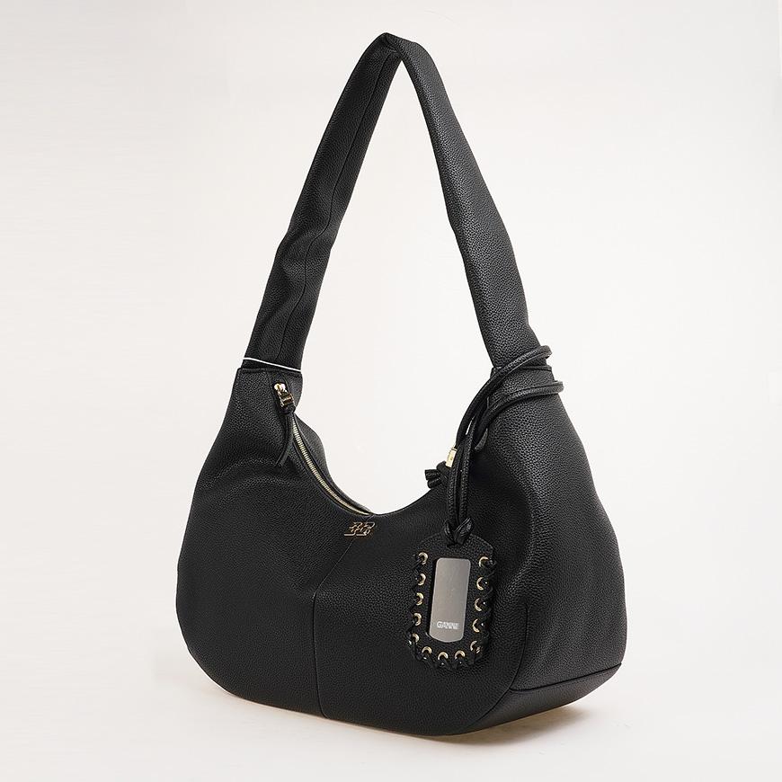 GANNI Women's Grained Leather Medium Hobo Bag A6981 099