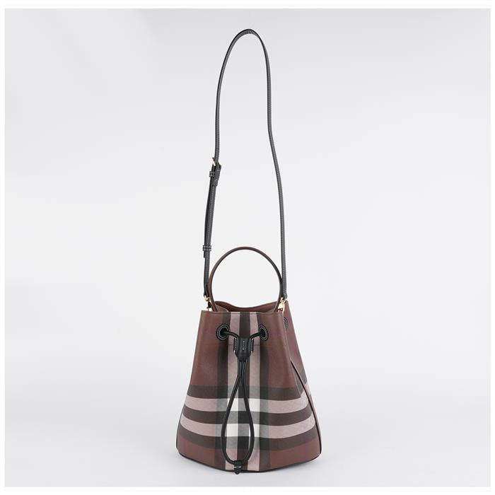 BURBERRY Giant Check Drawstring Bucket Shoulder Bag 8112239