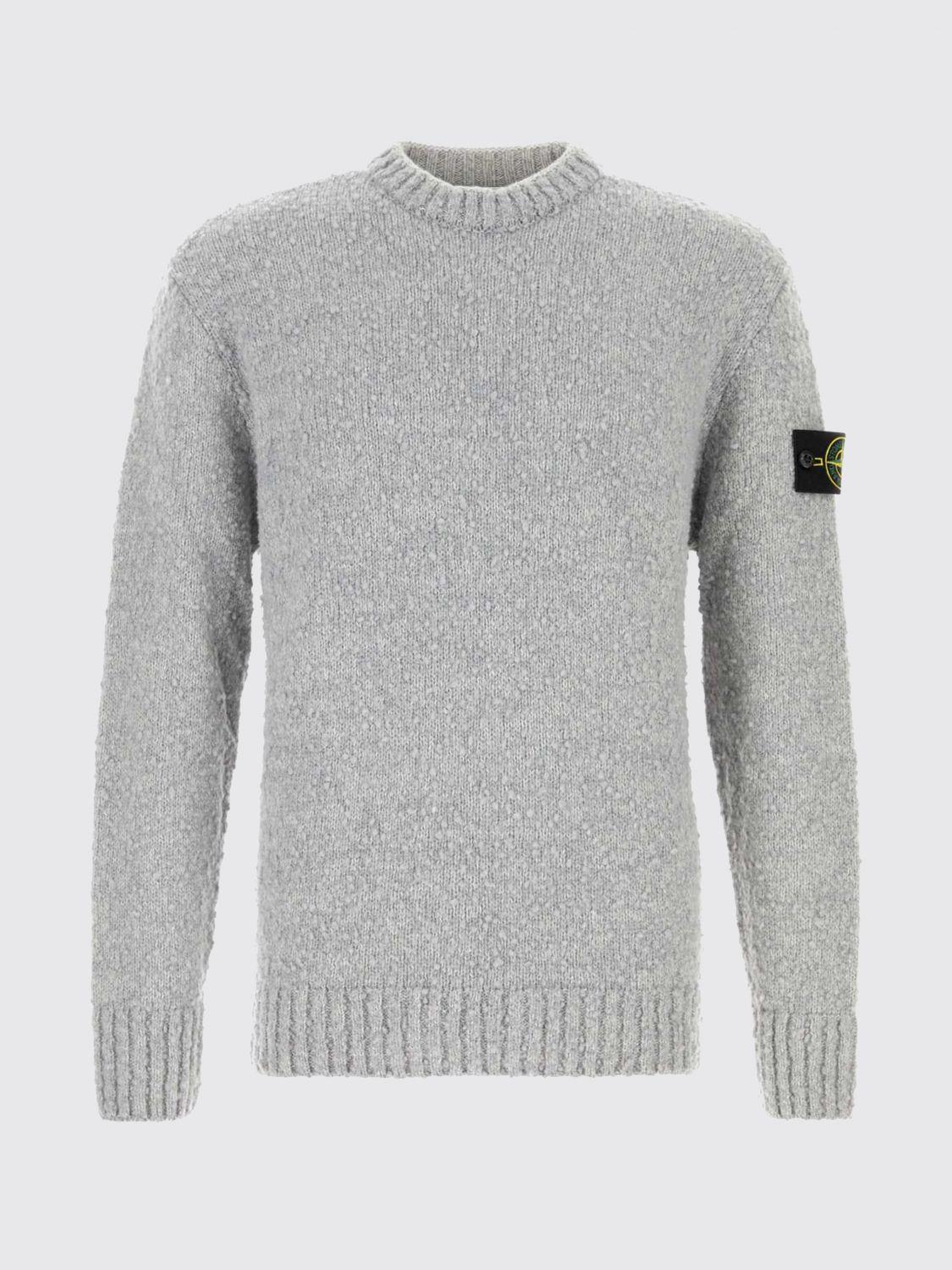 STONE ISLAND Wool Blend Round Neck Knit Sweater Navy Men