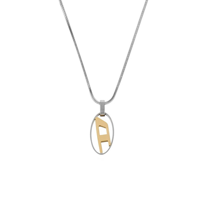 DIESEL Oval D Logo Pendant Necklace DX1421931