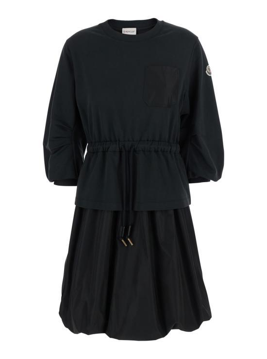 Moncler Cotton Midi Dress 8I00014 89A1K 999 BLACK DOM