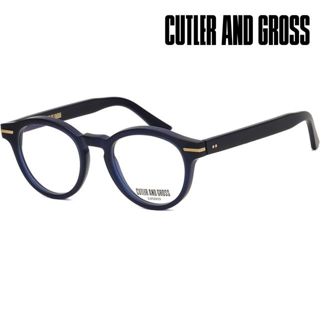 Cutler and Gross Matte Blue Black Round Acetate Eyeglasses CGOP1338 003