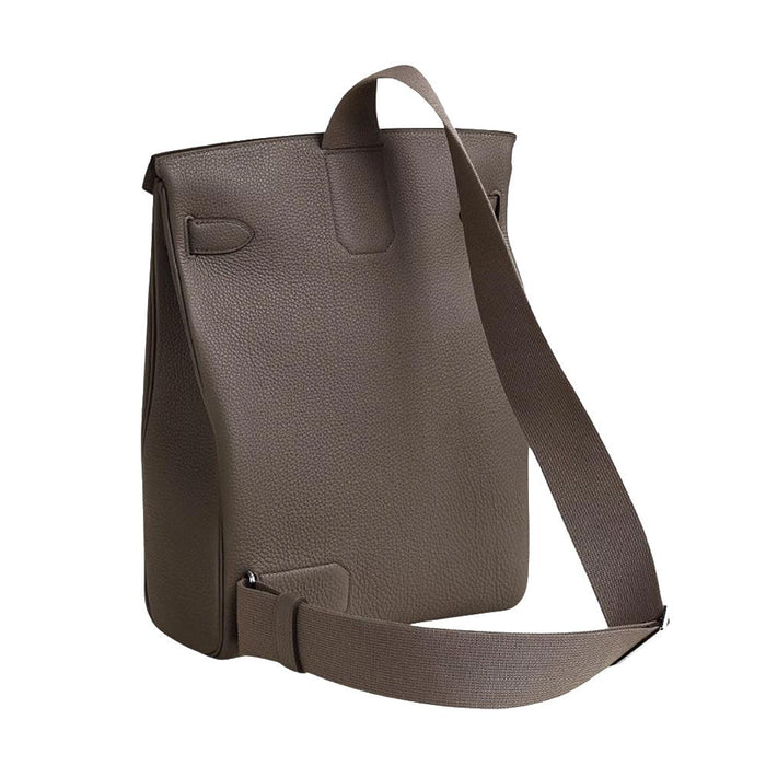 HERMES Etoupe Togo Leather Heccadio Backpack Palladium Hardware GM