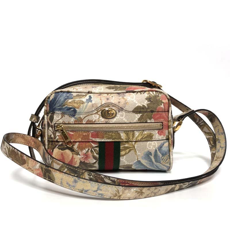 GUCCI Ophidia GG Mini Shoulder Bag Beige Brown Canvas Leather