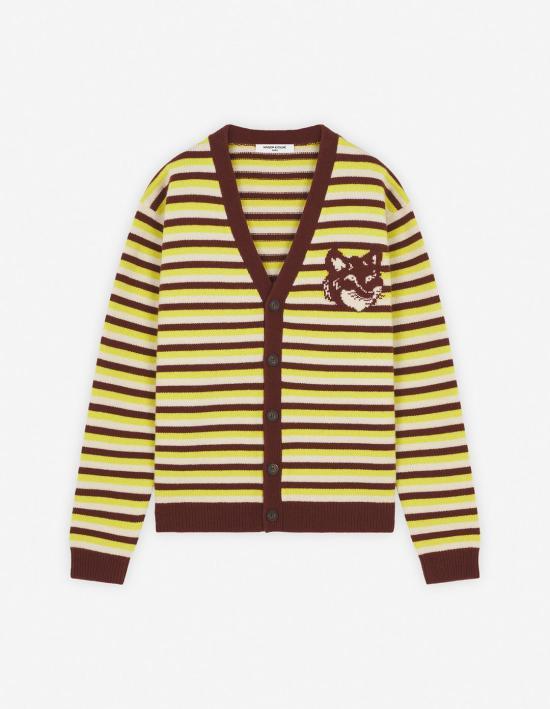 Maison Kitsune Pecan Wild Bergamot Wool Cardigan for Men NM00504 KM0329